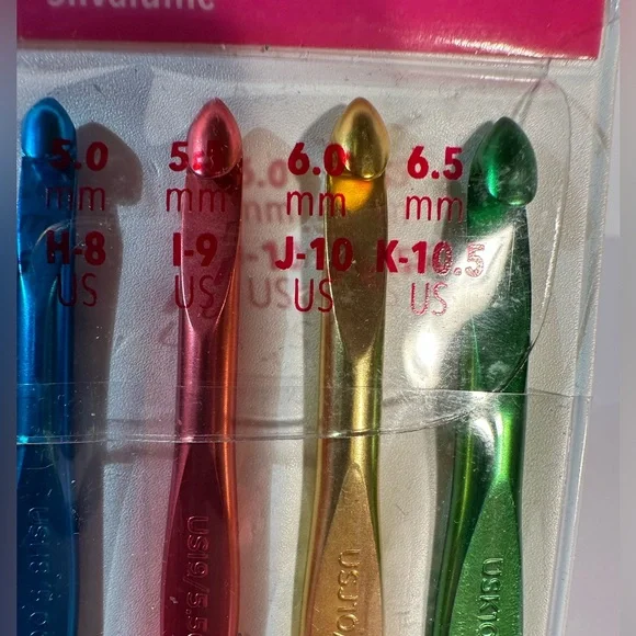 Susan Bates Silvalume Crochet Hook Set F-K 3.75mm 4.0mm 5.0mm 5.5mm 6.0mm 6.5mm - Picture 5 of 8